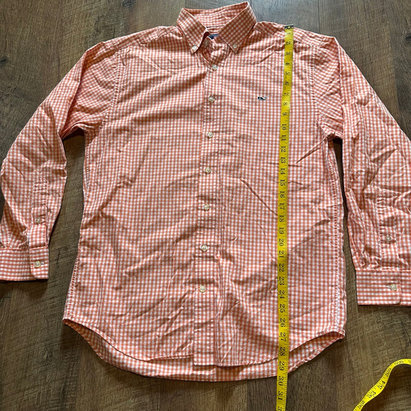 Men's Vineyard Vines Button Down Shirt Size M Orange Gingham - Picture 7 of 8
